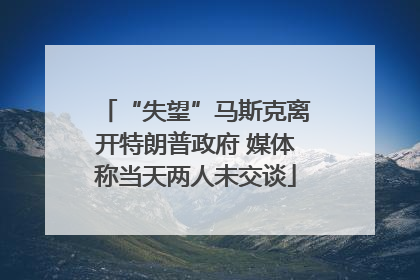 “失望”马斯克离开特朗普政府 媒体称当天两人未交谈