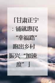 甘肃正宁：铺就惠民“幸福路” 跑出乡村振兴“加速度”