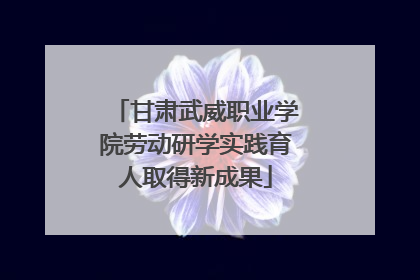 甘肃武威职业学院劳动研学实践育人取得新成果