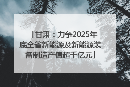 甘肃：力争2025年底全省新能源及新能源装备制造产值超千亿元