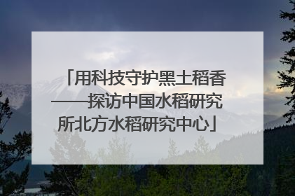用科技守护黑土稻香——探访中国水稻研究所北方水稻研究中心