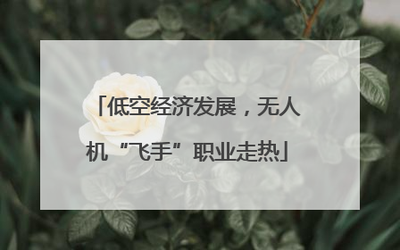 低空经济发展，无人机“飞手”职业走热