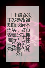 上级多次下发整改通知镇政府不落实，被市委巡察组抓现行！吉林一副镇长受党内警告处分