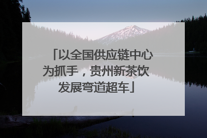 以全国供应链中心为抓手，贵州新茶饮发展弯道超车