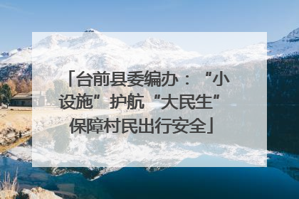 台前县委编办：“小设施”护航“大民生” 保障村民出行安全