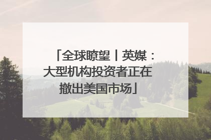 全球瞭望丨英媒：大型机构投资者正在撤出美国市场