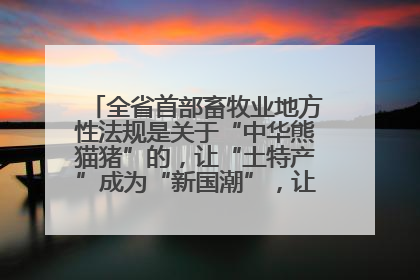 全省首部畜牧业地方性法规是关于“中华熊猫猪”的，让“土特产”成为“新国潮”，让“农产品”升格为“城市IP”
