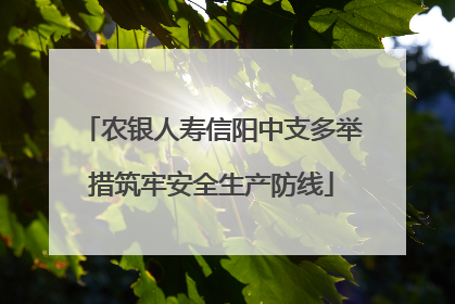 农银人寿信阳中支多举措筑牢安全生产防线