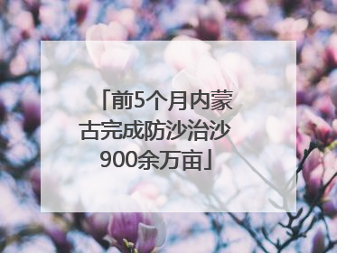 前5个月内蒙古完成防沙治沙900余万亩
