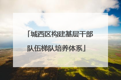 城西区构建基层干部队伍梯队培养体系