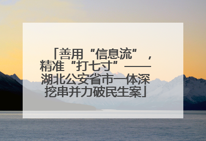 善用“信息流”，精准“打七寸”——湖北公安省市一体深挖串并力破民生案