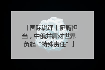 国际锐评丨挺膺担当，中俄并肩对世界负起“特殊责任”