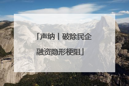 声纳丨破除民企融资隐形梗阻