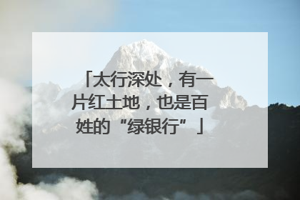 太行深处，有一片红土地，也是百姓的“绿银行”