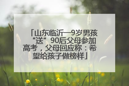 山东临沂一9岁男孩“送”90后父母参加高考，父母回应称：希望给孩子做榜样