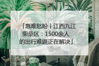 急难愁盼丨江西九江柴桑区：1500余人的出行难题正在解决