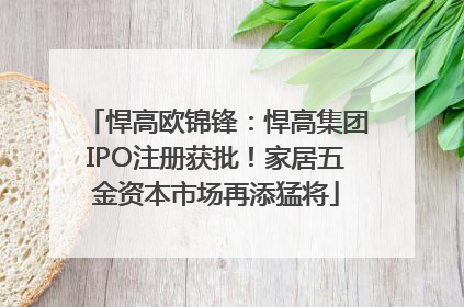 悍高欧锦锋：悍高集团IPO注册获批！家居五金资本市场再添猛将