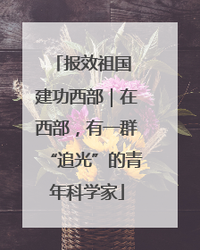 报效祖国 建功西部｜在西部，有一群“追光”的青年科学家