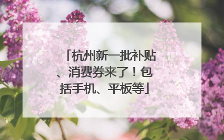 杭州新一批补贴、消费券来了！包括手机、平板等