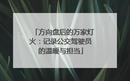 方向盘后的万家灯火：记录公交驾驶员的温暖与担当