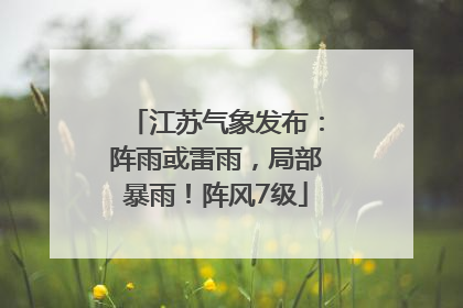 江苏气象发布：阵雨或雷雨，局部暴雨！阵风7级