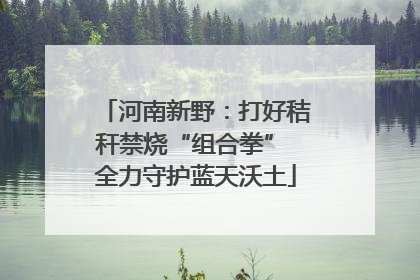 河南新野：打好秸秆禁烧“组合拳” 全力守护蓝天沃土