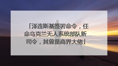 泽连斯基签署命令，任命乌克兰无人系统部队新司令，其曾是商界大佬