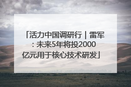 活力中国调研行｜雷军：未来5年将投2000亿元用于核心技术研发