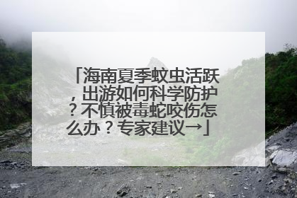 海南夏季蚊虫活跃，出游如何科学防护？不慎被毒蛇咬伤怎么办？专家建议→