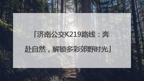济南公交K219路线：奔赴自然，解锁多彩郊野时光