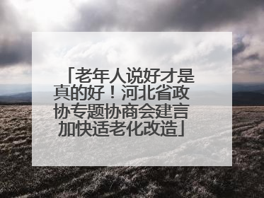 老年人说好才是真的好！河北省政协专题协商会建言加快适老化改造
