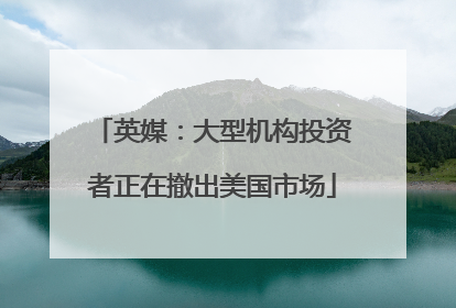 英媒：大型机构投资者正在撤出美国市场