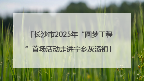 长沙市2025年“圆梦工程”首场活动走进宁乡灰汤镇