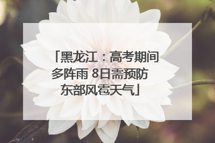 黑龙江：高考期间多阵雨 8日需预防东部风雹天气