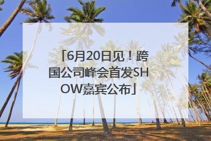 6月20日见！跨国公司峰会首发SHOW嘉宾公布