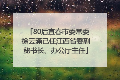80后宜春市委常委徐云涌已任江西省委副秘书长、办公厅主任